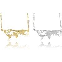 Map Of The World Necklace - Silver Or Gold Tone