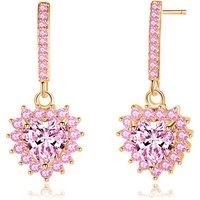 Elegant Pink Heart Drop Earrings with Cubic Zirconia