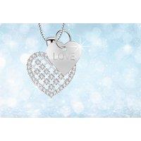Heart Pendant Necklace Made With Crystals - Silver