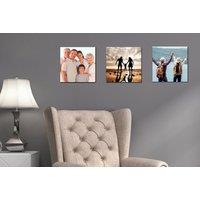 Personalised Canvas Wall Art Prints Set - 3-Pack, Hand-Stretched Pinewood, 10" x 10", Modern Photo Gallery Decor