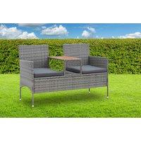 Mixed Grey Weather-Resistant PE Rattan Love Seat - 2-Seater Outdoor Sofa