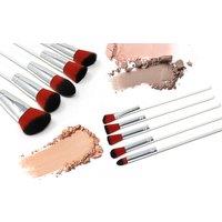 10-Piece Red & Black Tip Makeup Brush Set