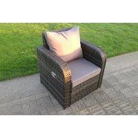 Weather-Resistant Reclining Rattan Garden Armchair with Cushion