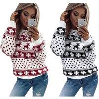Reindeer Print Christmas Jumper - 4 Uk Sizes & 2 Colours - Red
