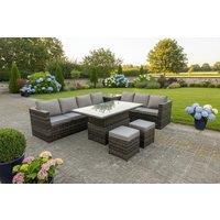 8-Seater Garden Rattan Corner Sofa Set - 2-in-1 Dining & Coffee Table