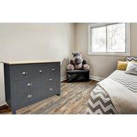 Contemporary 7-Drawer Chest - Dark Grey & Light Oak Bedroom Storage, Sturdy MDF