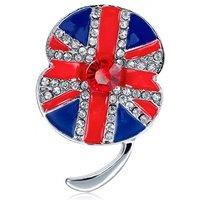 Sparkling Union Jack Poppy Brooch With Crystals