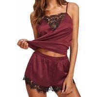 Unisex Black Satin & Lace Pyjama Set - 3 Colours & Sizes 6-16!