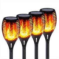 Solar Powered Led Flame Garden Lights - 1 Or 4 Pack