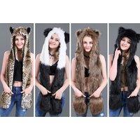 Faux Fur Hat Scarf W/ Pocket - 6 Designs!