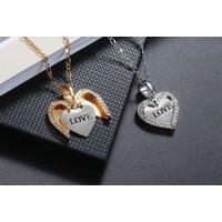 Crystal Engraved Heart Necklace - Gold Or Silver