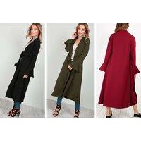 Frill Trimmed Long Sleeve Maxi Jacket