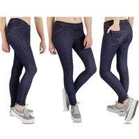 Women's Blue High-Rise Faux Leather Wet Look Leggings - Versatile Summer Style for All Genders