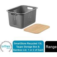 Orthex Smartstore 13L Taupe Basket With Bamboo Elegance