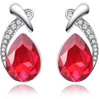 Red Water Drop Cut Crystal Stud Earrings