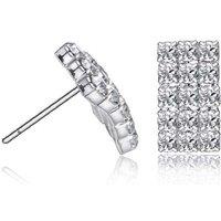 Multi Row Crystal Stud Earrings - Silver