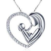 Exquisite Mother And Child Crystal Heart Pendant