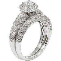 Silver Tone Crystal Double Ring