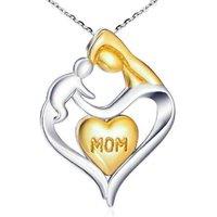 Mother And Child Love Heart Pendant - Silver