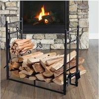 Outsunny Firewood Stand Log Rack Holder - Black