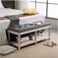 Homcom 2-Tier Bed End Bench Grey