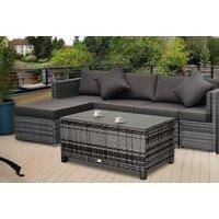 Chic Outsunny Weather-Resistant Rattan Side Table - Mixed Grey