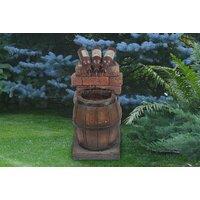 Rustic LED Wine Bottle & Barrel Water Fountain - Outdoor Garden Ornament, Resin, USB-Powered