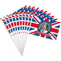 10 Queen Elizabeth Platinum Jubilee Hand Flags - 3 Designs