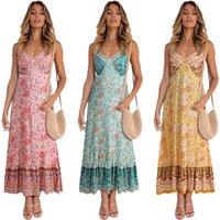 Womens Black Floral Print Maxi Dress - Breezy Summer Style