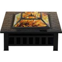 PRICE DROP! XL Square Black Metal Fire Pit - 3 in 1 Design