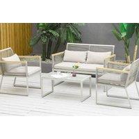 Modern Grey 4-Seater Weather-Resistant Rattan Garden Sofa Set