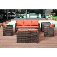 Outsunny Stylish 6Pc Patio Rattan Wicker Sofa Set W Storage And Cushions!