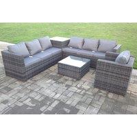 7-Seater Weatherproof Grey Rattan Garden Furniture Set