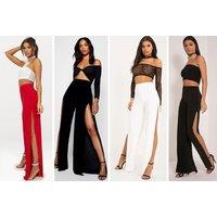 Women'S High Waist Split Detail Trousers - 4 Sizes & 3 Colours!