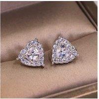 Dazzling Crystal Heart Silver Earrings