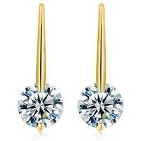 Golden Crystals Wire Hook Drop Earrings - Silver