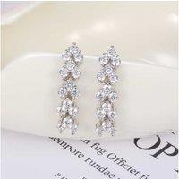 Rhodium-Plated Silver Crystal Braided Drop Earrings - Lightweight Statement Dangles