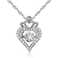 Exquisite Heart Shaped Crown Crystal Necklace