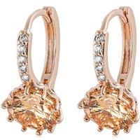 Gold Tone Huggies Amber Cz Earrings