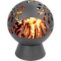Globe Fire Pit With Weatherproof Cover - Black Or Rusted Steel