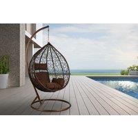 Weather-Resistant Polyrattan Hanging Egg Chair - Outdoor Garden Lounger
