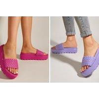 Women'S Woven Platform Sandals - 5 Uk Sizes & 5 Colours - Purple