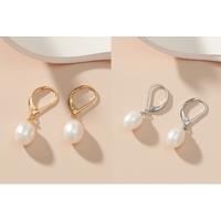 White Freshwater Pearl Drop Earrings - Silver
