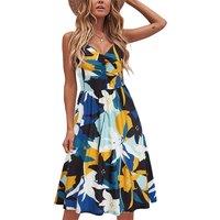Womens Black Effortless Summer Midi Print Dress - 5 Sizes & 6 Designs