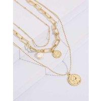 Triple Golden Chain With Pendants - Silver