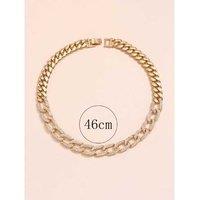 Gold Crystal Cuban Cable Link Statement Necklace - 46cm, Fold-Over Clasp