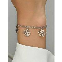 Stainless Steel Four-Leaf Clover Charm Anklet - Adjustable, Hypoallergenic, Everyday Jewellery