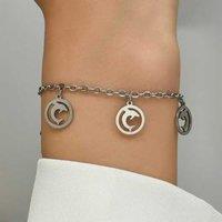 Stainless Steel Dolphin Charm Anklet - Adjustable Silver Chain, Hypoallergenic, Boho Beachwear