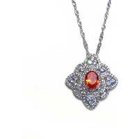 Crystal Red Stone Flower Shaped Pendant