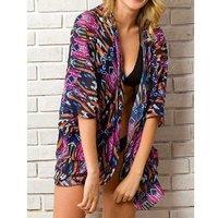Womens Breathable Floral Beach Kaftan In Radiant Purple